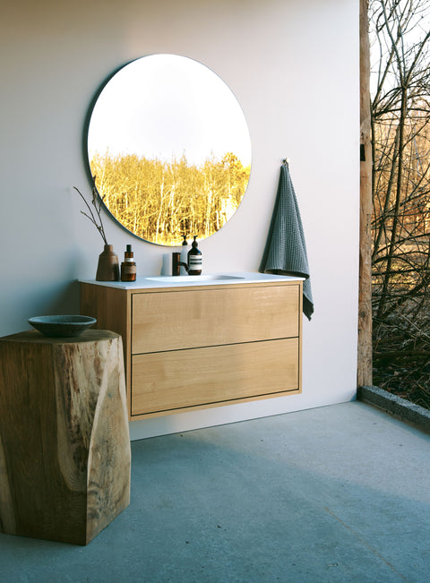Badeværelsesmøbel | Egetræ | Halvt fordækt | 120 cm.